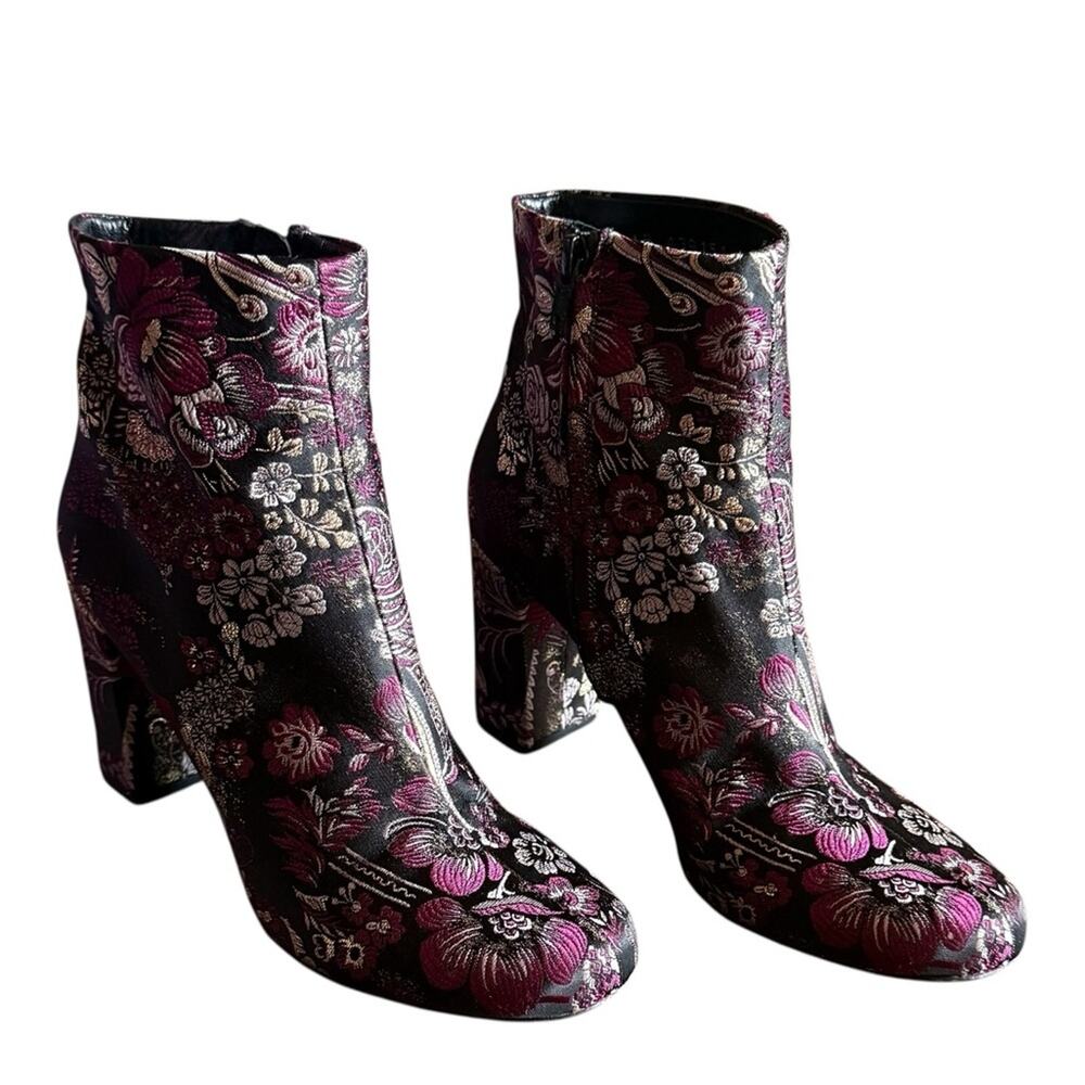 Saint Laurent  Babies Floral Brocade Ankle Boots Embroidered EU 38.5 US 8.5